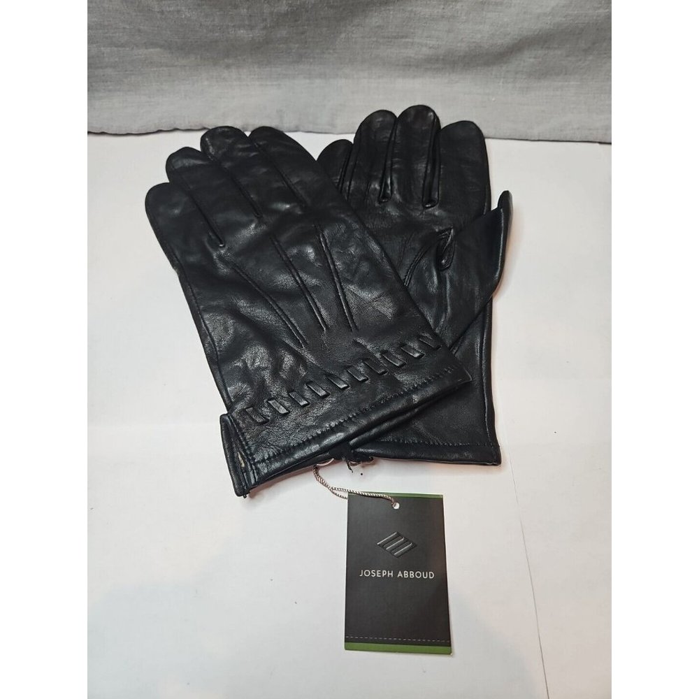 Joseph Abboud Men's 100% Leather Driving Gloves 100% Cashmere Lining, Black NWT